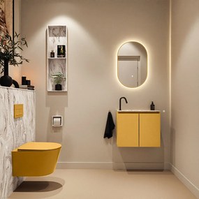 Mondiaz Ture DLux toiletmeubel 60cm ocher met wastafel glace links met kraangat