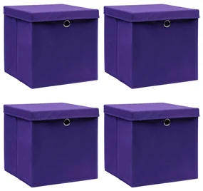 vidaXL Opbergboxen met deksels 4 st 32x32x32 cm stof paars