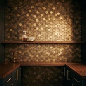 Zelfklevende Mozaïektegels Metaal | Hexagon Goud | 28,8×29,2 cm | Keuken, Bad &amp; WC