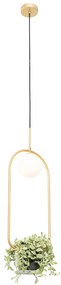 Art Deco hanglamp goud met wit glas - Isabella Design, Art Deco G9 ovaal Binnenverlichting Lamp