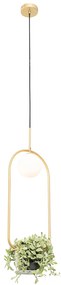 Art deco hanglamp goud met wit glas - Isabella