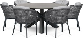 Tuinset 6 personen 150 cm Rope Grijs Lifestyle Garden Furniture Monaco/Xento