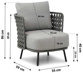 Loungestoel Aluminium/wicker Grijs-antraciet 4 Seasons Palacio
