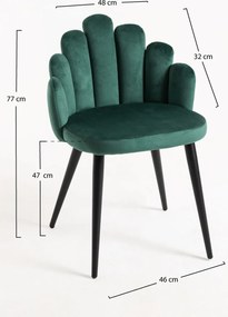 Set 4 Hand Fluwelen Stoelen Zwarte Poten