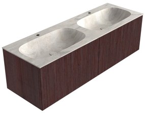 Mondiaz Kurve-dlux 140cm badmeubel ruby met 2 lades en wastafel stor small dubbel 2 kraangaten ostra