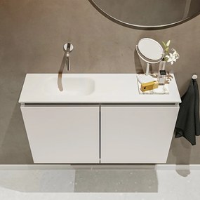 Mondiaz Ture 80cm toiletmeubel linen met wastafel talc links geen kraangat