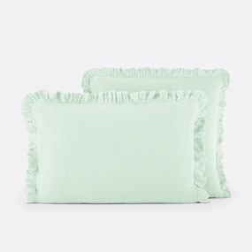 Effen kussensloop in tetra, met volant, Kumla