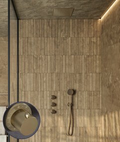 Saniclear Plus Stripes inbouw regendouche met inbouw douchekop 30x30cm geborsteld messing - mat goud