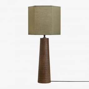 Malva Mangohouten Tafellamp ↑40 Cm & Saliegroen Ø30 Cm - ↑25 Cm Tenerife - Sklum