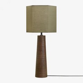 Malva Mangohouten Tafellamp ↑40 Cm & Saliegroen Ø30 Cm Tenerife - Sklum