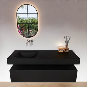 Zaro Alan badmeubel 140cm urban 1 lade met vrijhangende wastafel cloud links zonder kraangat urban