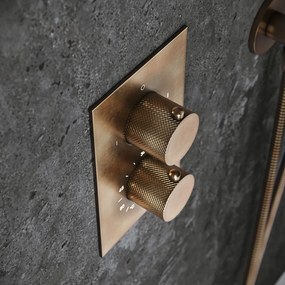 Saniclear Cube Curved inbouw regendouche met inbouw douchekop 30x30cm verouderd messing