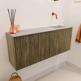 Mondiaz Joya DLux 100cm toiletmeubel dusk met wastafel faye rechts zonder kraangat glace