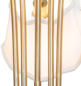 Klassieke hanglamp messing met witte lampenkap 5-lichts - Nona