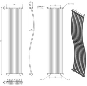 Sapho Onda handdoekradiator chroom 40x170cm 425W