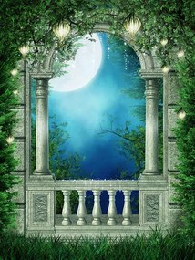 Ilustratie Fantasy window with lanterns, FairytaleDesign
