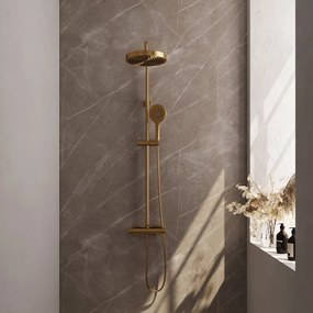 Brauer Stripe opbouw regendouche met 25cm hoofddouche en 3 standen handdouche messing geborsteld PVD