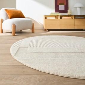 Rond vloerkleed, geometrisch reliëfpatroon, LODGO