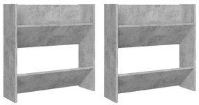 vidaXL Wandschoenenkasten 2 st 60x18x60 cm spaanplaat betongrijs