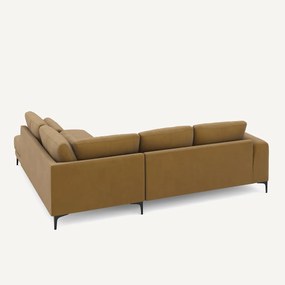 Linkse hoekbank met leuning in linnenfluweel Marsile