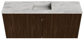 Mondiaz Joya DLux 90cm toiletmeubel walnut met wastafel faye midden zonder kraangat glace