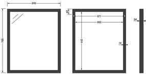 Sanituba Silhouette 60x70cm spiegel met RVS look omlijsting