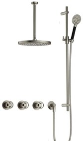 Hotbath Cobber IBSW70 Regendoucheset inbouw - 30cm plafondarm - 20cm ronde hoofddouche - 3 standen handdouche - glijstang - Geborsteld nikkel IBSW70GN137