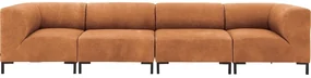 Goossens Excellent Bank Marshall cognac, leer, 2 x 1,5-zits, urban industrieel