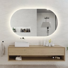 Saniclear Parma ovale spiegel met LED-verlichting en spiegelverwarming 100x50cm