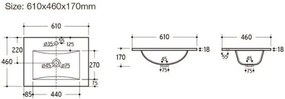 Comad Brooklin badkamermeubel 60cm met zwarte wastafel en kraangat eiken/zwart