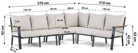 Hoek loungeset 6 personen Aluminium/Polywood (grey teakfinish) Grijs  Lifestyle Garden Furniture Santiago