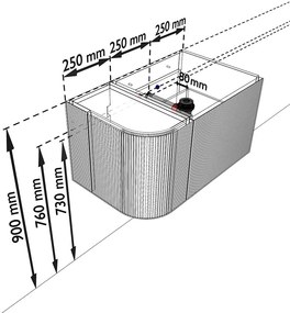 Mondiaz Kurve-dlux 75cm badmeubel ronding links ruby met 1 lade en deur en wastafel grunne kraangat rechts ostra