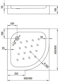 Plazan Lofty douchebak 90x90x16cm kwartrond