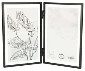 Fotolijstje tweeluik, metaal, zwart, 2x 10 x 15 cm