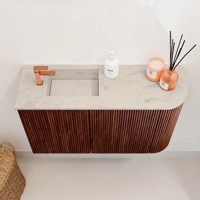 Mondiaz Joya DLux 70cm toiletmeubel ronding rechts ruby met wastafel faye links 1 kraangat opalo
