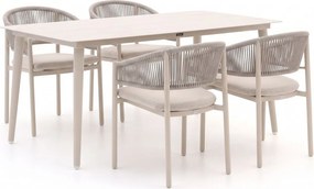 Diningset Bellagio  | 4 personen aluminium | Tuinset stapelbaar | 5-delig | Kees Smit Tuinmeubelen