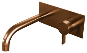 Brauer Copper Edition ColdStart wastafelkraan inbouw gebogen uitloop met achterplaat model E1 koper geborsteld PVD