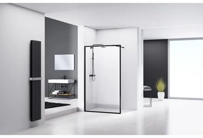 Van Rijn Products ST04 Vaste wand - 138x200cm - helder glas - dikte 8mm - incl. stabilisatiestang - 120cm - zwart ST04140KP