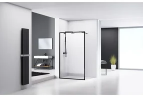 Van Rijn Products ST04 Vaste wand - 138x200cm - helder glas - dikte 8mm - incl. stabilisatiestang - 120cm - zwart ST04140KP