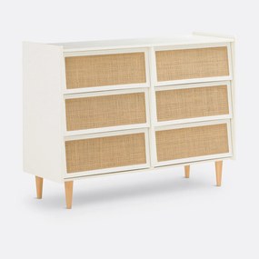 Ladekast met 6 lades in rotan, Kaya