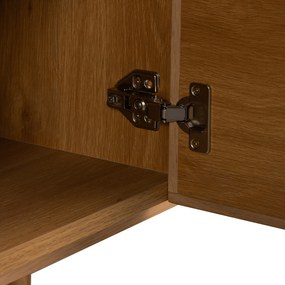 Eiken Dressoir Met Stoffen Deuren 180 Cm - 180x40x60cm.
