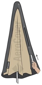 Platinum Riva stokparasol 3 m. rond - Light Grey met voet en hoes