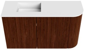 Mondiaz Joya 70cm toiletmeubel ronding rechts ruby met wastafel faye links zonder kraangat talc
