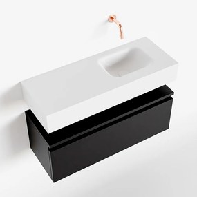 Mondiaz Andor toiletmeubel 80cm mat zwart met witte wastafel rechts zonder kraangat