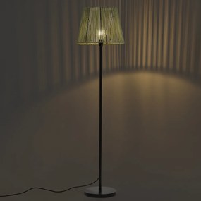 Buiten vloerlamp zwart met kap groen touw IP44 - Virginia Jayla