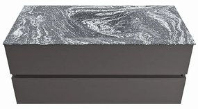 Mondiaz Vica DLux badmeubel 110cm dark grey 2 lades met wastafel lava midden 1 kraangat