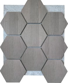 Hexagon Panel Grijs Walnoot met Grijs Vilt 81CM | Akoestisch | Wanddecor | Zeshoekig- Grijs vilt