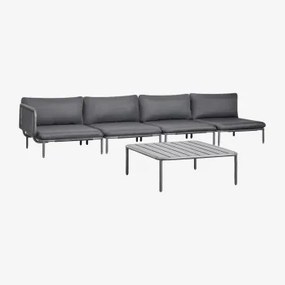 Tuinset Met 4-delige Modulaire Hoekbank En Salontafel Van Staal Roubly Grijs – Grafiet - Sklum