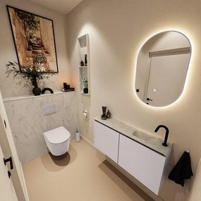 MONDIAZ TURE-DLUX 100cm toiletmeubel Cale. EDEN wastafel Opalo positie rechts. Met 1 kraangat. TUREDX100CALR1OPA