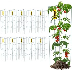 VEVOR Tomatenkooien, 30 x 30 x 117 cm, set van 10 vierkante plantenkooien, robuuste groene tomatentorens van PVC-gecoat staal voor het klimmen van groenten, planten, bloemen en fruit